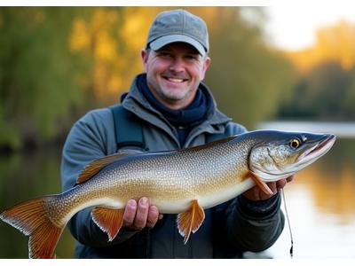 Angler celebrating with a large pike